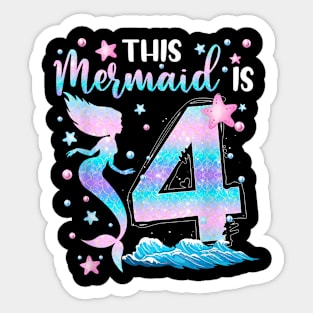 Girls 4Th Bday This Mermaid Is 4Years Old Kids Costume Sticker